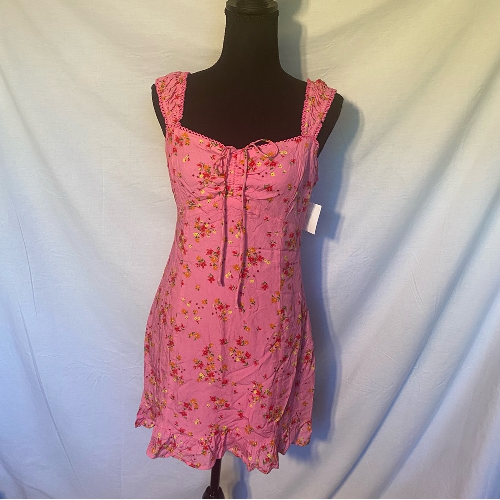 LOST + WANDER Love Spell Floral Mini Dress in pink, size M NWT